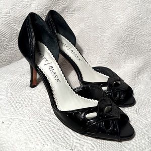 White House black market vintage open toe leather with cut outs high heel sandal